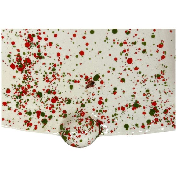 Atlantic Mold Ceramic Christmas Bell Plate Dish Platter Splattered Green Orange - Picture 5 of 7